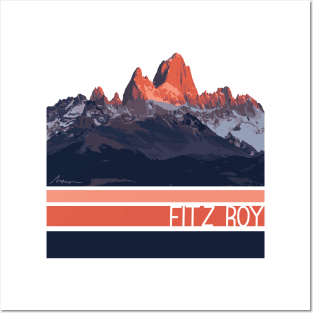 Fitz Roy Mountain Illustration Posters and Art